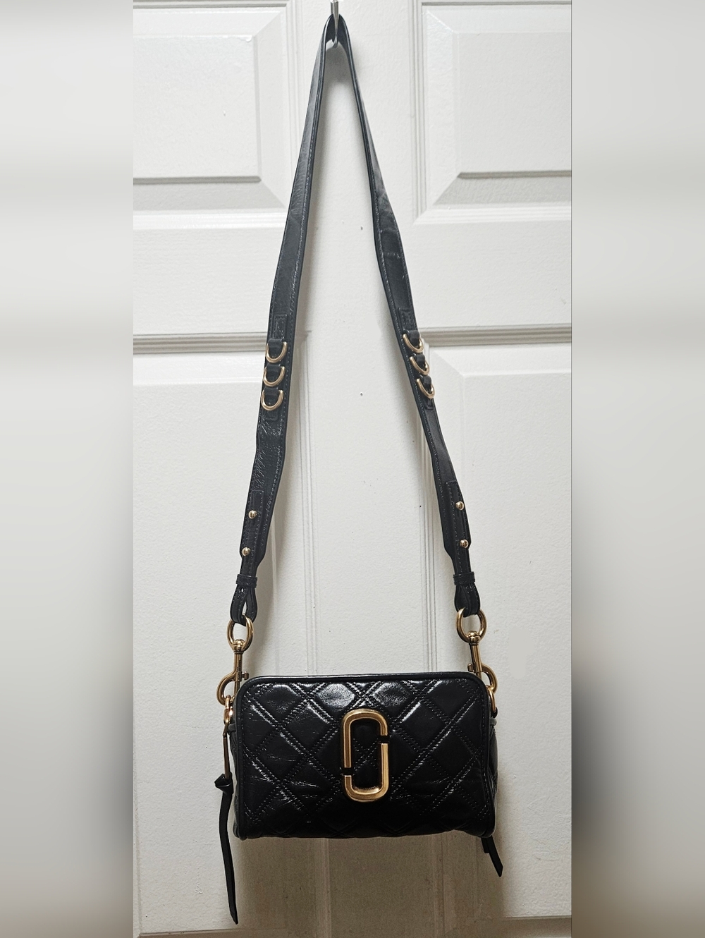 MARC JACOBS Quilted Softshot (Black/Gold) Camera Bag Charm Chain Crossbody Strap - Picture 14 of 16